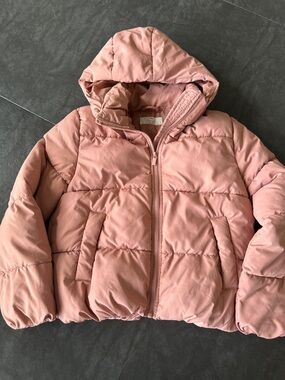 H & M Kids Girls Pink/Dusty Rose Puffer Jacket with Detachable Hood US Sz 14